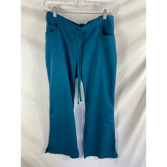 Greys Anatomy Scrub Pants Flared Leg Teal Blue Size Medium Petite - Picture 1 of 3